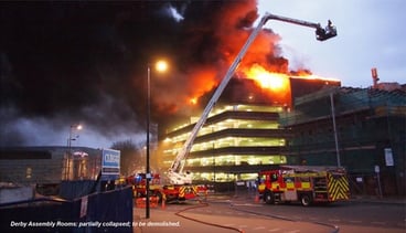 Fire at Derby Assembly Rooms Car Park